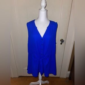 Torrid Size 2 Electric Blue Peplum Georgette Button-Front Tie-Front Blouse